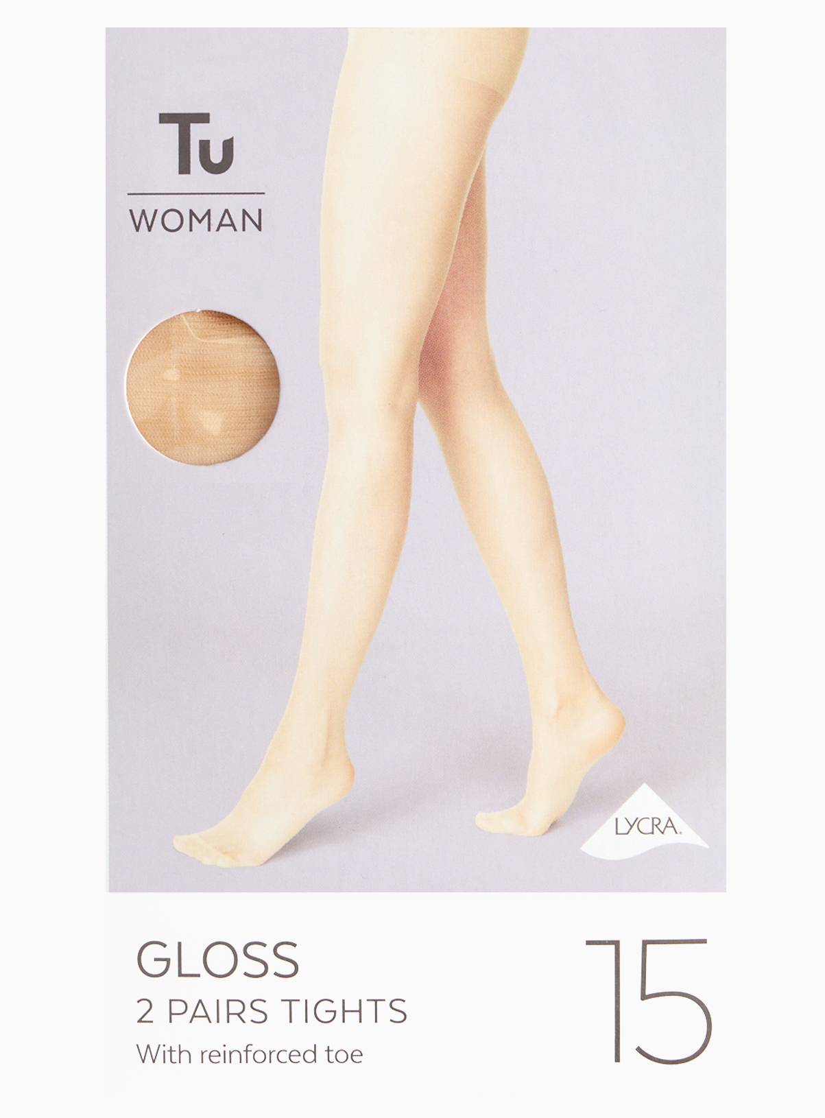 Caramel Nude 15 Denier Gloss Tights 2 Pack L - Image 2